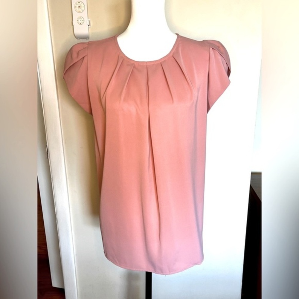 Angashion, Pink, Size Large, Tulip Sleeve Blouse